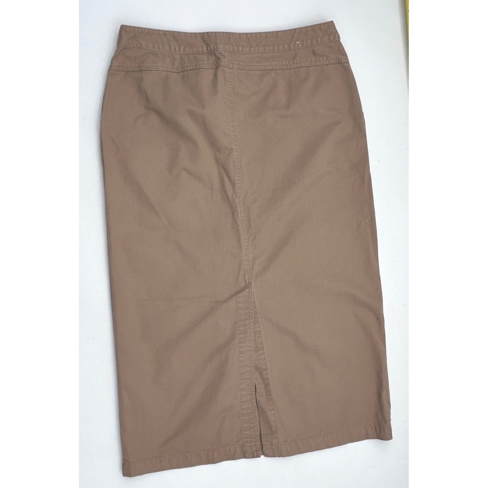 Vintage Eddie Bauer Womens 12 Khaki Cotton Maxi Skirt 90s Utility Y2K Minimalist - Picture 3 of 10